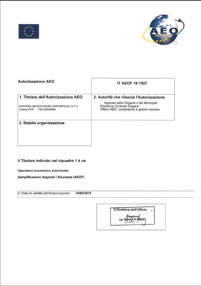 Certificazioni doganali